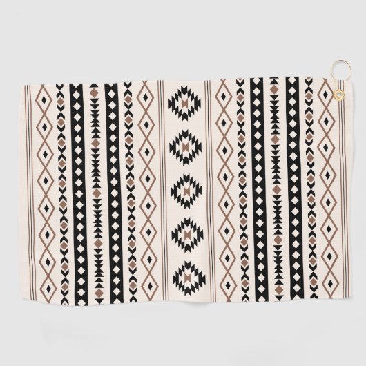 Aztec Brown Black Cream Mixed Motifs Pattern Golfhanddoek (Horizontaal)