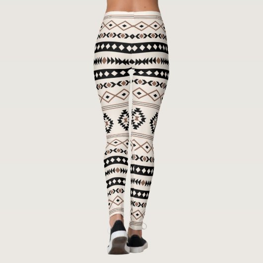 Aztec Brown Black Cream Mixed Motifs Pattern Leggings (Achterkant)