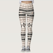 Aztec Brown Black Cream Mixed Motifs Pattern Leggings (Voorkant)