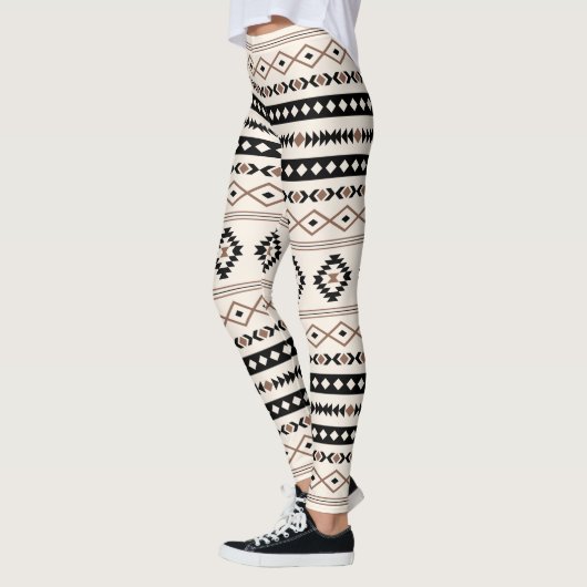 Aztec Brown Black Cream Mixed Motifs Pattern Leggings (Links)