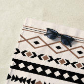 Aztec Brown Black Cream Mixed Motifs Pattern Strandlaken (In situ)