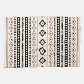 Aztec Brown Black Cream Mixed Motifs Pattern Theedoek (Horizontaal)