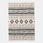 Aztec Brown Black Cream Mixed Motifs Pattern Theedoek (Verticaal)