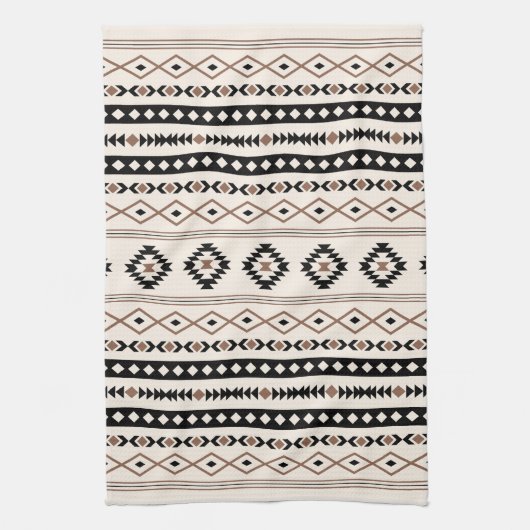 Aztec Brown Black Cream Mixed Motifs Pattern Theedoek (Verticaal)