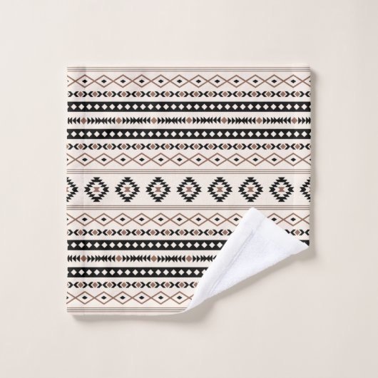 Aztec Brown Black Cream Mixed Motifs Pattern Washandje (Wasdoekje)