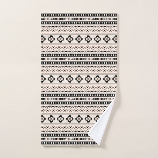 Aztec Brown Black Cream Mixed Motifs Rpt Pattern Bad Handdoek (Handdoek)