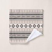 Aztec Brown Black Cream Mixed Motifs Rpt Pattern Bad Handdoek (Wasdoekje)