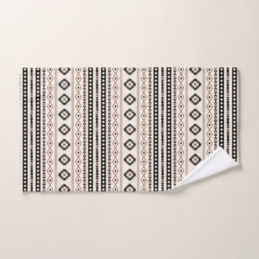Aztec Brown Black Cream Mixed Motifs Rpt Pattern Bad Handdoek (Handdoek)