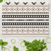 Aztec Brown Black Cream Mixed Motifs V Pattern Theedoek (Gevouwen)