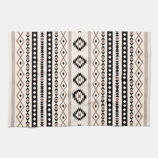 Aztec Brown Black Cream Mixed Motifs V Pattern Theedoek (Horizontaal)