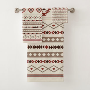 Aztec Bruin Roestcrème Gemengde Motieven Patroon Bad Handdoek
