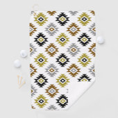 Aztec BW Brons Grijs Goud Symbool op Wit Patroon Golfhanddoek (Insitu)