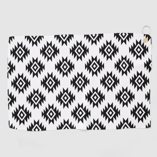 Aztec BW Symbool op wit patroon Golfhanddoek (Horizontaal)