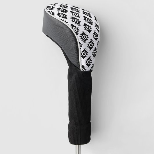 Aztec BW Symbool op wit patroon Golfheadcover (Schuin)