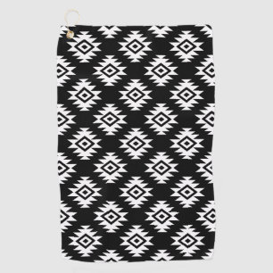 Aztec BW Symbool op zwart patroon Golfhanddoek