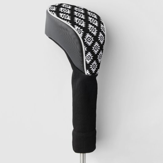 Aztec BW Symbool op zwart patroon Golfheadcover (Schuin)