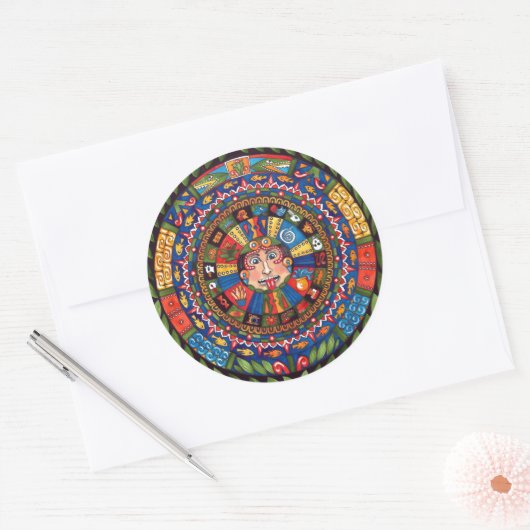 Aztec Calendar 3" ronde sticker (Envelop)