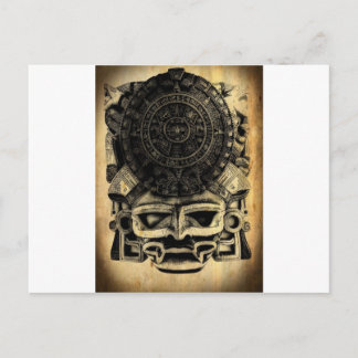 Aztec Calendar Design Mask Mexican Sunstone Briefkaart