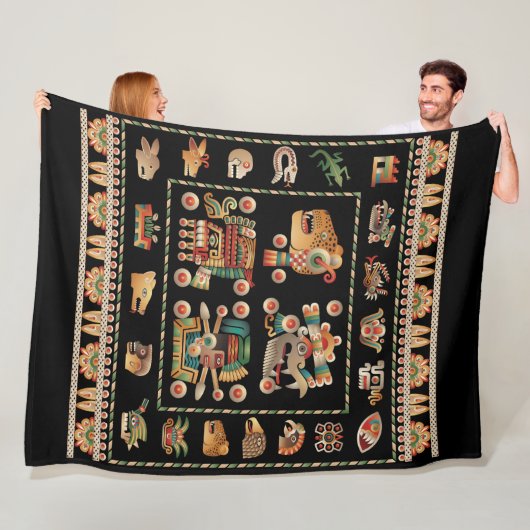 Aztec Calendar Fleece Deken (In situ)