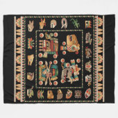 Aztec Calendar Fleece Deken (Voorkant (Horizontaal))