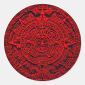 Aztec Calendar - Red Ronde Sticker (Voorkant)