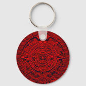 Aztec Calendar - Red Sleutelhanger (Voorkant)