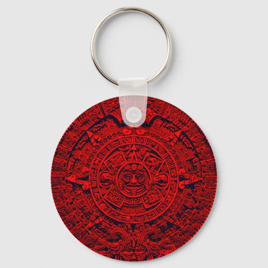 Aztec Calendar - Red Sleutelhanger (Voorkant)