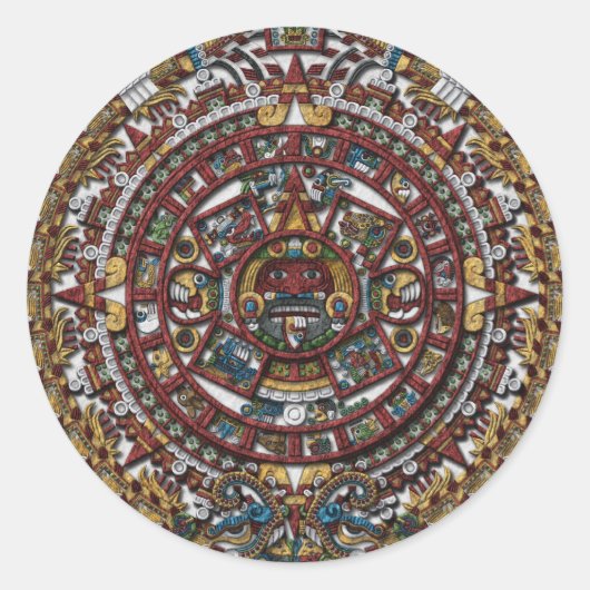 Aztec Calendar Ronde Sticker (Voorkant)
