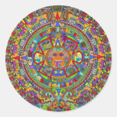 Aztec Calendar Ronde Sticker (Voorkant)