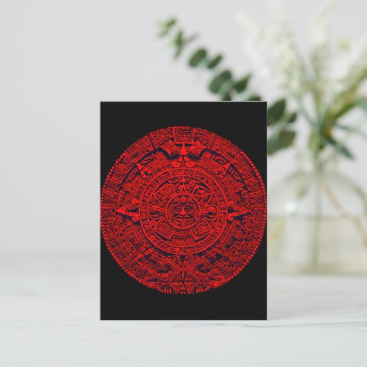 Aztec Calendar - (rood) briefkaart (Staand voorkant)