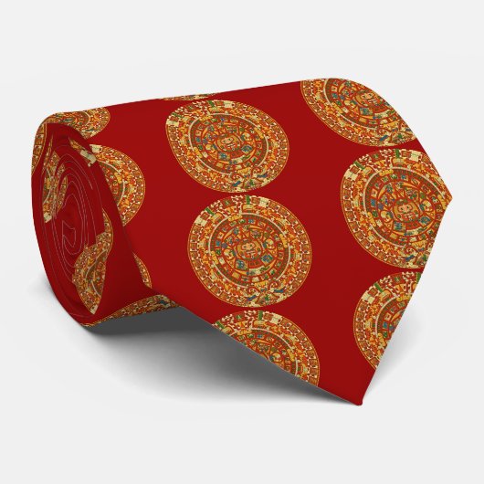 Aztec Calendar Stone of Sun Stone of Mexico. Stropdas (Opgerold)