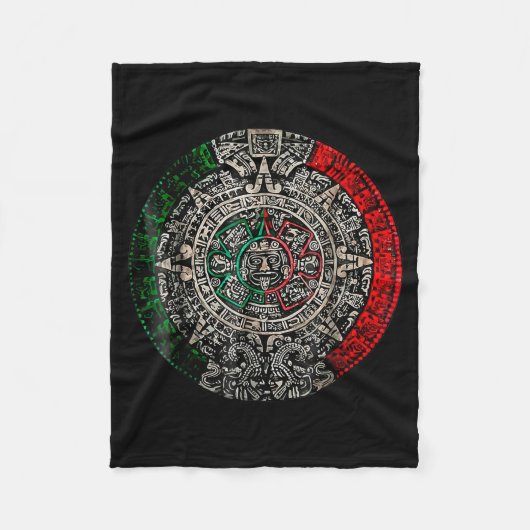 Aztec Calendar Sun Stone Mexican Art Carving Maya Fleece Deken (Voorkant)