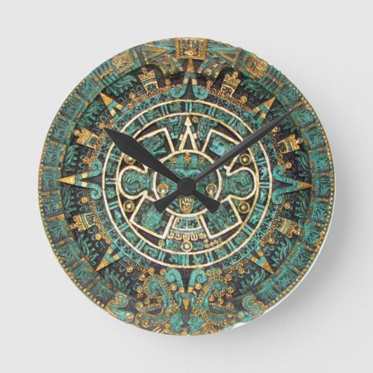 Aztec Calendar Wall Clock Ronde Klok (Voorkant)
