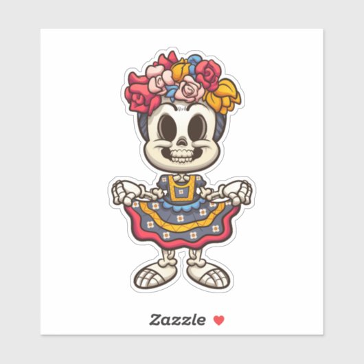 Aztec Catrina Skeleton Sticker (Vel)