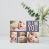 Aztec Chevron Foto Baby Bedankt Post Kaart (Staand voorkant)