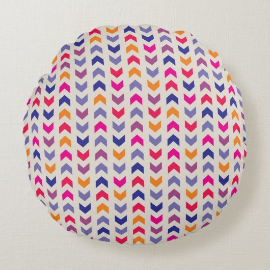 Aztec Chevron kleurig patroon Rond Kussen (Voorkant)