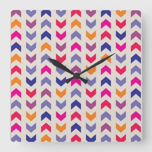 Aztec Chevron kleurig patroon Vierkante Klok (Voorkant)