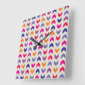 Aztec Chevron kleurig patroon Vierkante Klok (Hoek)