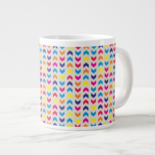 Aztec Chevron kleurrijk Grote Koffiekop (Voorkant rechts)