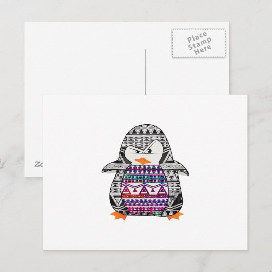 Aztec Chevron Tribal Cute Funny Penguin Briefkaart (Voorkant / Achterkant)