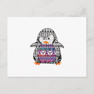 Aztec Chevron Tribal Cute Funny Penguin Briefkaart