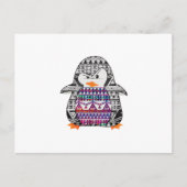 Aztec Chevron Tribal Cute Funny Penguin Briefkaart (Voorkant)