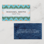 Aztec-chevron zigzag-patroon leder #6 visitekaartje (Voorkant / Achterkant)