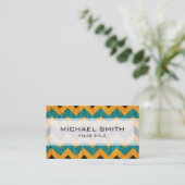 Aztec chevron zigzagpatroon leder #10 visitekaartje (Staand voorkant)