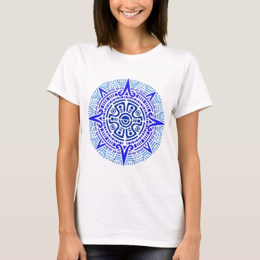aztec cirkel blauw t-shirt (Voorkant)
