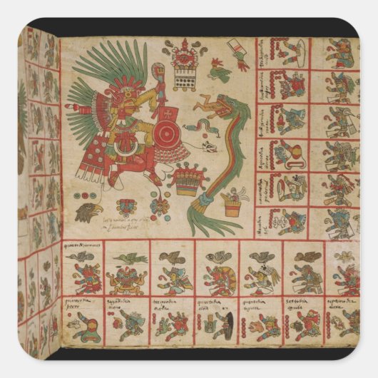 Aztec Codex Borbonicus Vierkante Sticker (Voorkant)