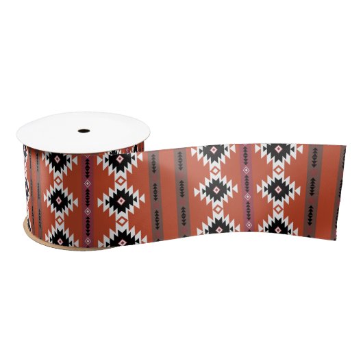 Aztec Colorful Geometric Pattern Satijnen Lint (Spoel)
