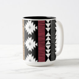 Aztec Colorful Geometric Pattern Tweekleurige Koffiemok