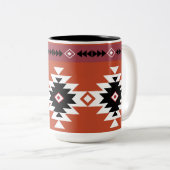 Aztec Colorful Geometric Pattern Tweekleurige Koffiemok (Voorkant rechts)