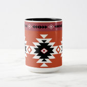 Aztec Colorful Geometric Pattern Tweekleurige Koffiemok (Center)